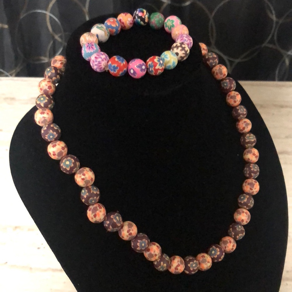 Beaded Russian Design Necklace and Bracelet